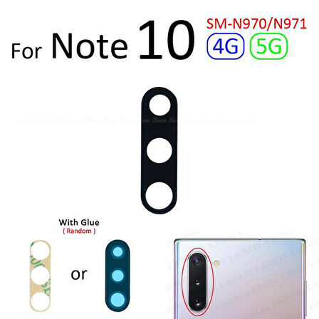 Tkgz Samsung Galaxy NOTE 10 Arka Kamera Camı Lens Yapışkanlı