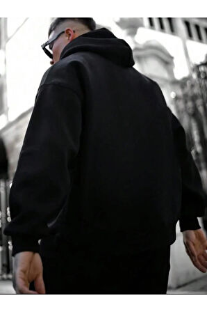 Erkek Siyah  Oversize Cellorheart Baskılı Sweatshirt