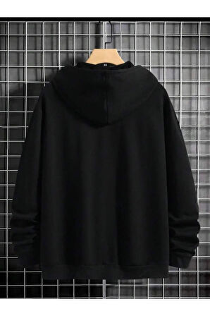 Erkek Siyah  Oversize Cellorheart Baskılı Sweatshirt