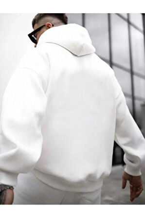 Erkek Beyaz  Oversize Cellorheart Baskılı Sweatshirt