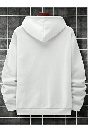 Erkek Beyaz  Oversize Cellorheart Baskılı Sweatshirt