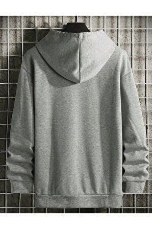 Erkek Gri Oversize Cellorheart Baskılı Sweatshirt