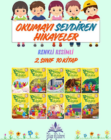 2.Sınıf Okumayı Sevdiren Renkli Resimli Hikayeler 5 - 10 Kitap