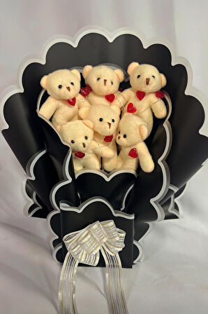 Sevgiliye Özel Kalp Led Işıklı Romantik Peluş Ayıcık Buketi