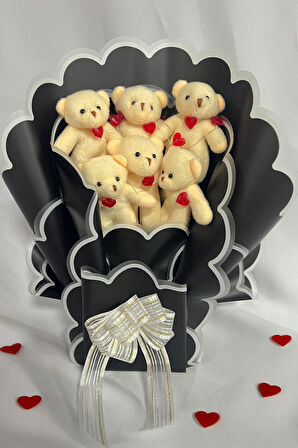 Sevgiliye Özel Kalp Led Işıklı Romantik Peluş Ayıcık Buketi