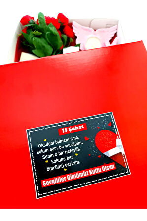 14 Şubat Sevgililer Günü Hediyesi Sevgiliye Hediye Sevgili Kombini Kırmızı Kutuda Lüks Set 14elele1A
