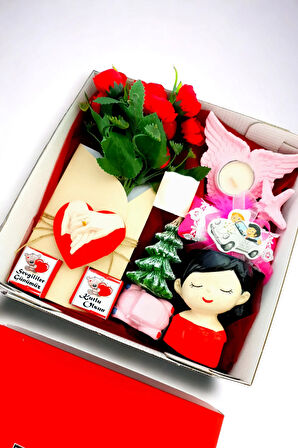 14 Şubat Sevgililer Günü Hediyesi Sevgiliye Hediye Sevgili Kombini Kırmızı Kutuda Lüks Set 14elele1A