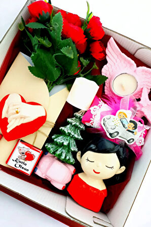 14 Şubat Sevgililer Günü Hediyesi Sevgiliye Hediye Sevgili Kombini Kırmızı Kutuda Lüks Set 14elele1A