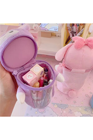 Kawaii Sanrio Peluş Kalem Kutusu Kuromi Peluş Şirin Kalemlik Mor Kalem Kutu