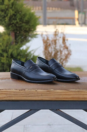 Erkek Mevsimlik Kundura: Sonbahar- Kış Hakiki Deri  Kauççuk Taban Bağcıksız