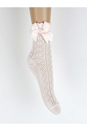 3 Adet Kız Çocuk Desenli Kurdele Detaylı Soket Çorap