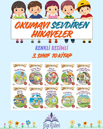 3.Sınıf Okumayı Sevdiren Renkli Resimli Hikayeler - 10 Kitap
