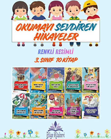 3.Sınıf Okumayı Sevdiren Renkli Resimli Hikayeler 15 - 10 Kitap