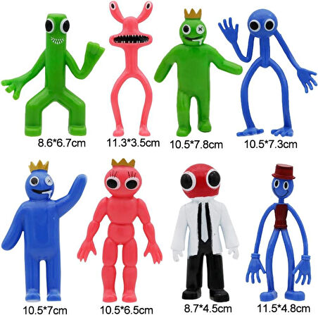 Rainbow Friends Roblox Monster Ithal Figür 8 Adet Premium Kaliteli Oyuncak 9-11.5 Cm