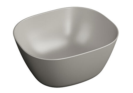 VitrA Plural 7811B420-0016 Kare Yüksek Çanak Lavabo, VitrA Clean, 45 cm, Mat Bej