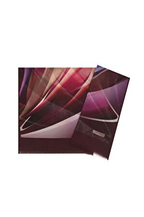 Aker Eşarp Bordo Kadın Geometrik Desenli Polyester Eşarp