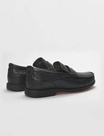 Hakiki Deri Siyah Erkek Günlük Ayakkabı