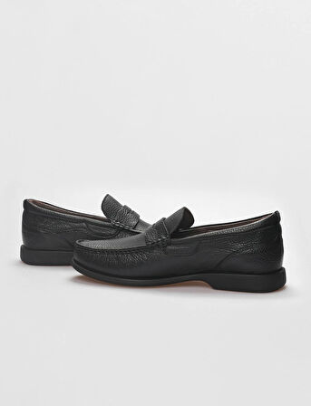 Hakiki Deri Siyah Erkek Günlük Ayakkabı