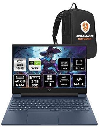 HP VİCTUS 16  i5-14500HX 40GB RAM 2TB SSD RTX4060/8GB 144Hz 16.1 FHD W11HOME 9J260EA & PER4 ÇANTA