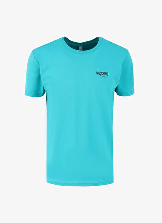 Yeşil Erkek Bisiklet Yaka Desenli T-Shirt 241V3A0781