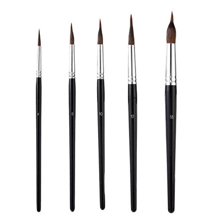 Çift katman fırça seti, 5 farklı boy, sulu boya, akrilik, gouache, yağlı boya, çini-seramik