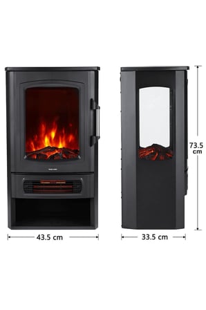 XLarge Elektrikli Şömine & Elektrikli Soba Fanlı Isıtıcı, LED Odun Efekti, Metal Kasa ND-183C