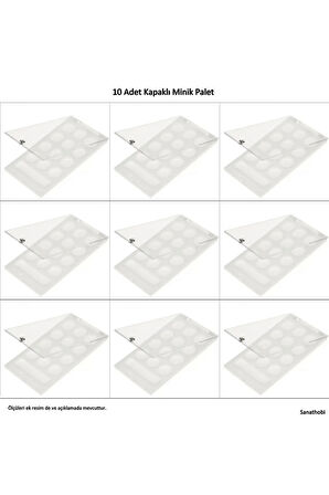 Kapaklı Minik Palet, piknik palet, saklama Kutusu, 13 bölmeli 12x7cm-10 Adet