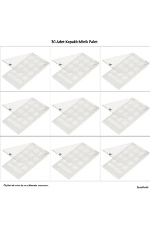 Kapaklı Minik Palet, piknik palet, saklama Kutusu, 13 bölmeli 12x7cm-30 Adet
