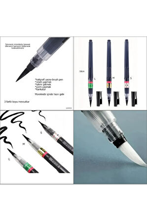 Brush pen, hazneli fırça uçlu kalem, çini, seramik, tahrir fırçası, çizim fırça, 1 Adet-S