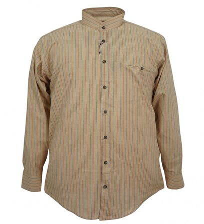 Büyük Beden Hakim Yaka Gömlek Uzun Kol