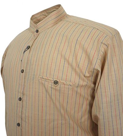 Büyük Beden Hakim Yaka Gömlek Uzun Kol