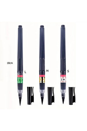 Brush pen, hazneli fırça uçlu kalem, çini, seramik, tahrir fırçası, çizim fırça, 3 Adet-S-M-L