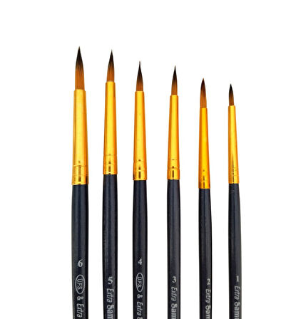 Samur 6'lı 123 Sentetik Akrilik ve Sulu Boya Fırça Seti tezhip ve minyatür