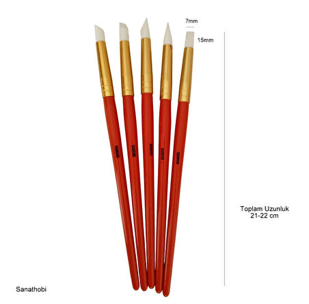 Silikon kalem seti, hobi, çömlekçilik, heykeltraş, kabartma, büyük boy 5 Adet