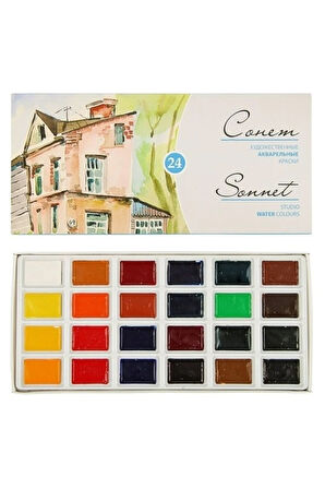 Sonnet Sulu Boya 24 Renk Seti - Kırmızı - İlkokul