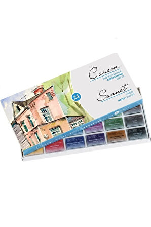 Sonnet Sulu Boya 24 Renk Seti - Kırmızı - İlkokul