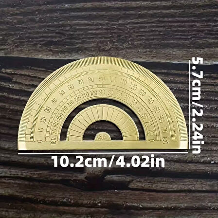 Altın Pirinç 180 Derece Yarım Daire Açı Ölçüm Aracı, Hassas Geometrik Cetvel