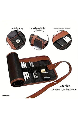 Kara kalem çizim seti, eskiz kalem seti, dereceli kalem set, kömür kalem, Kalemlikli-25 parça