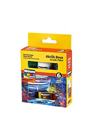 Akrilik Boya 6'lı Şişe 17ml 6 Farklı Renk-set