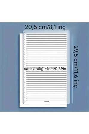 Şeffaf plastik cetvel çizgi çekme, pratik çizgi oluşturma, 1.0cm aralıklı 20.5x29.5cm