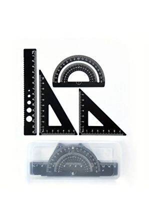 Metal cetvel seti, çizgi çekme, pratik çizgi oluşturma, dayanıklı-kutulu 4 parça