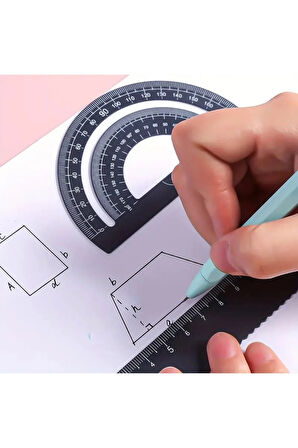Metal cetvel seti, çizgi çekme, pratik çizgi oluşturma, dayanıklı-kutulu 4 parça