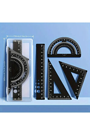 Metal cetvel seti, çizgi çekme, pratik çizgi oluşturma, dayanıklı-kutulu 4 parça