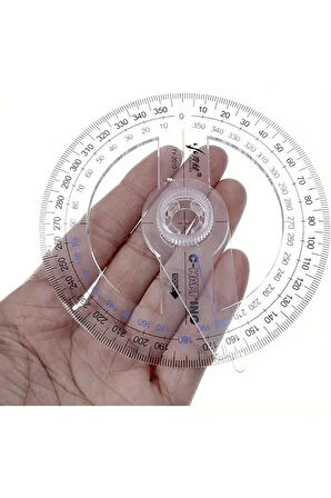 360° Protractor cetvel, Şeffaf Matematik, Geometri, Tasarım ve Sanat Projeleri için İdeal-1ad