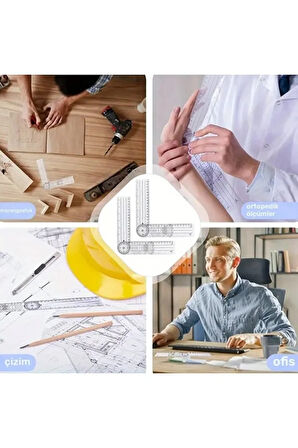 Eklem Açısı Ölçüm Cetveli, Sanatçılar, Tasarımcılar ve Öğrenciler için Uygun 180° Çift İnç/cm-1Ad