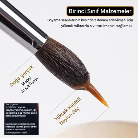 Çift katman fırça seti 4 adet, sulu boya, akrilik, gouache, yağlı boya, çini seramik, tahrir, çizim