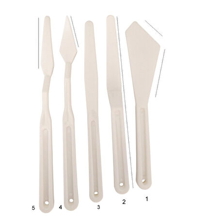 Spatula Seti plastik, akrilik, yağlı boya, hobi, modelaj, esnek ve ergonomik 5'li set