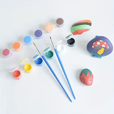 Mini boya kutusu 2ml 6'lı şerit, boya paleti, boya saklama kabı, küçük hokkalar-2 Şerit