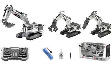 Uzaktan Kumandalı 3 Başlıklı Duman Atan Şarjlı Metal İş Makinesi Kepçe Kırıcı