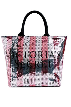 Vs İkonik Desen Pembe Gümüş Pullu Payet İşlemeli Carryall Tote